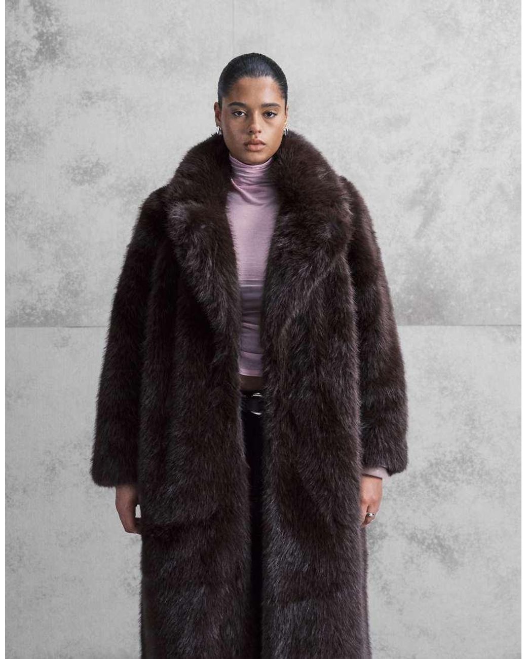 Forever New Black Faux Fur Longline Coat