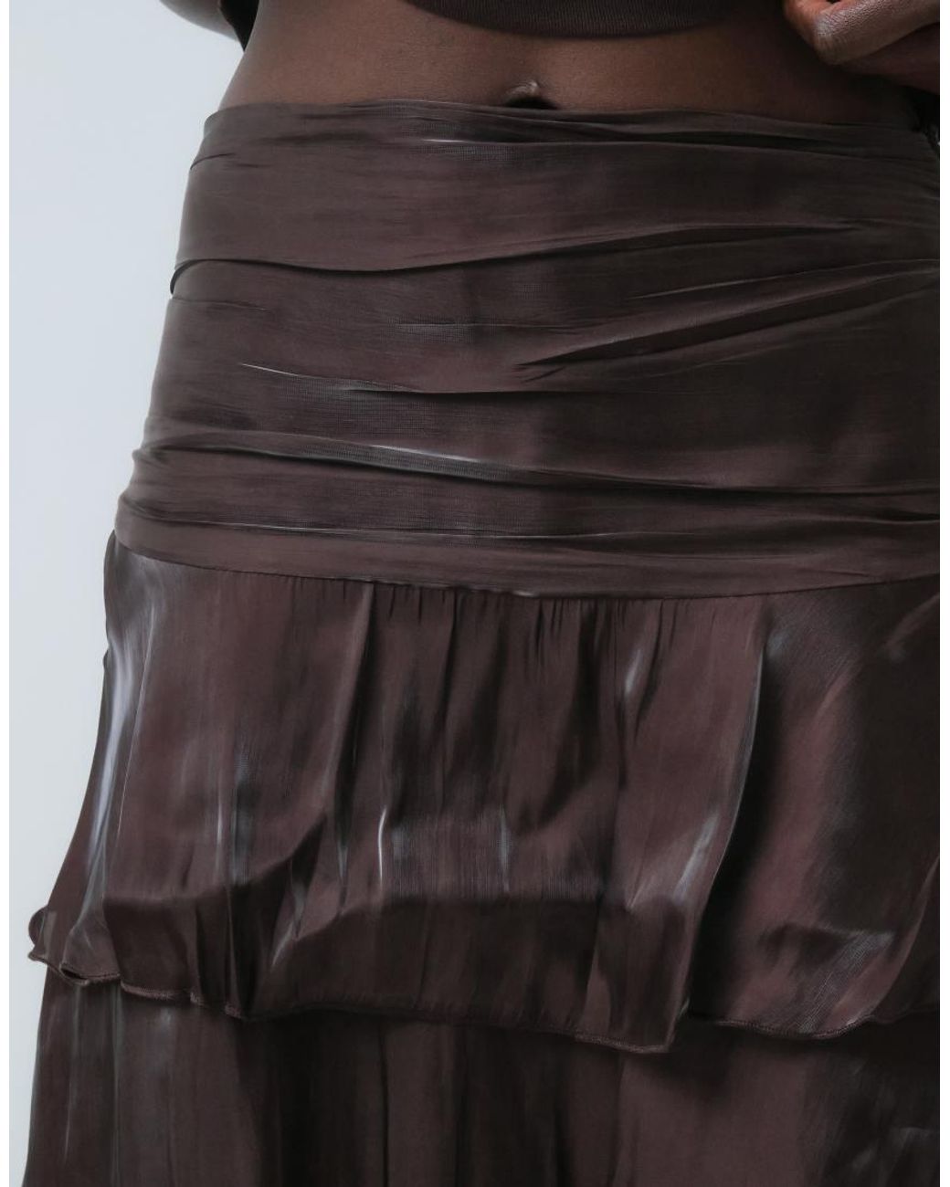 Vero Moda Brown Tiered Shimmer Detail Mini Skirt