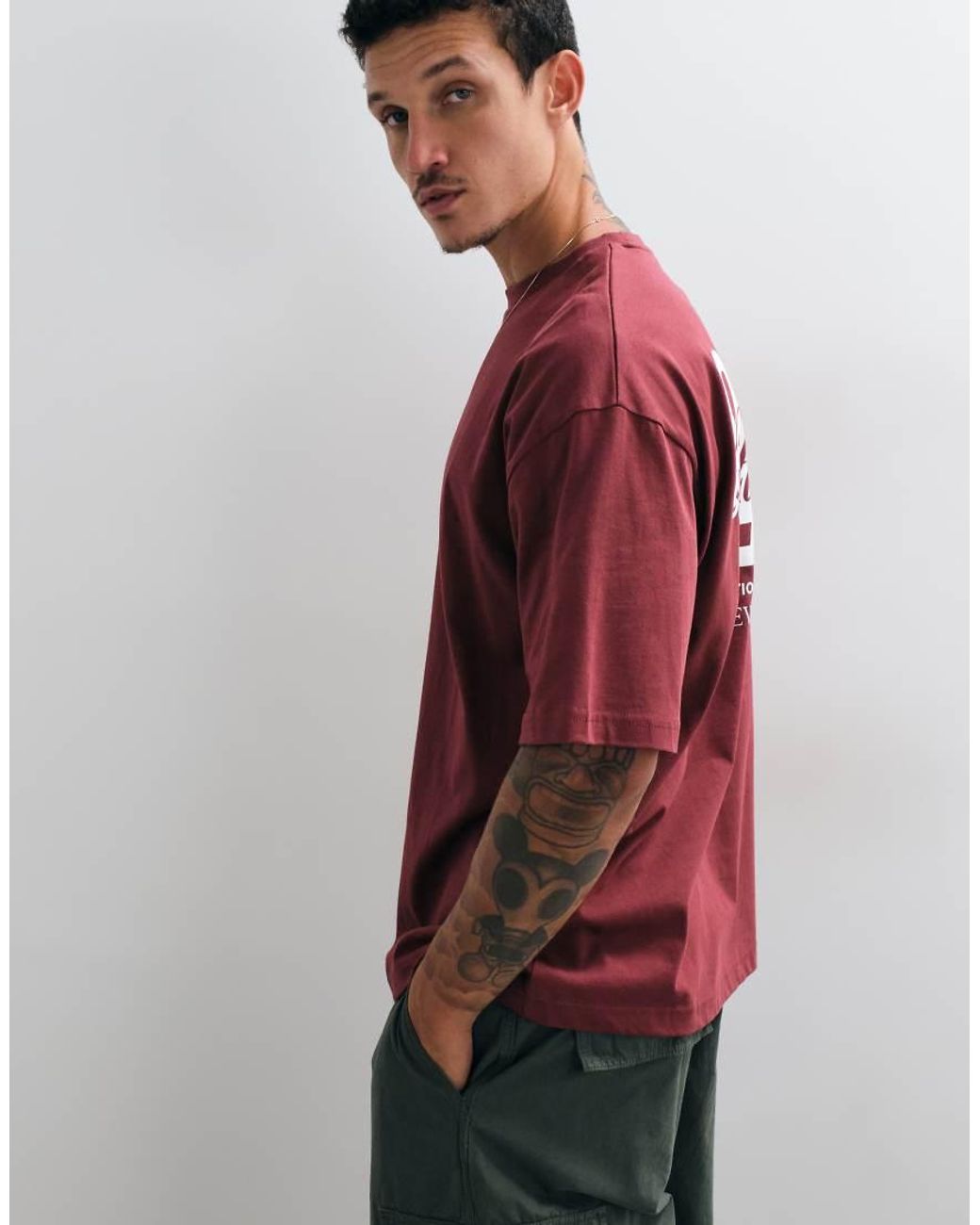 ASOS Red Oversized T-shirt With Text Embroidery for men