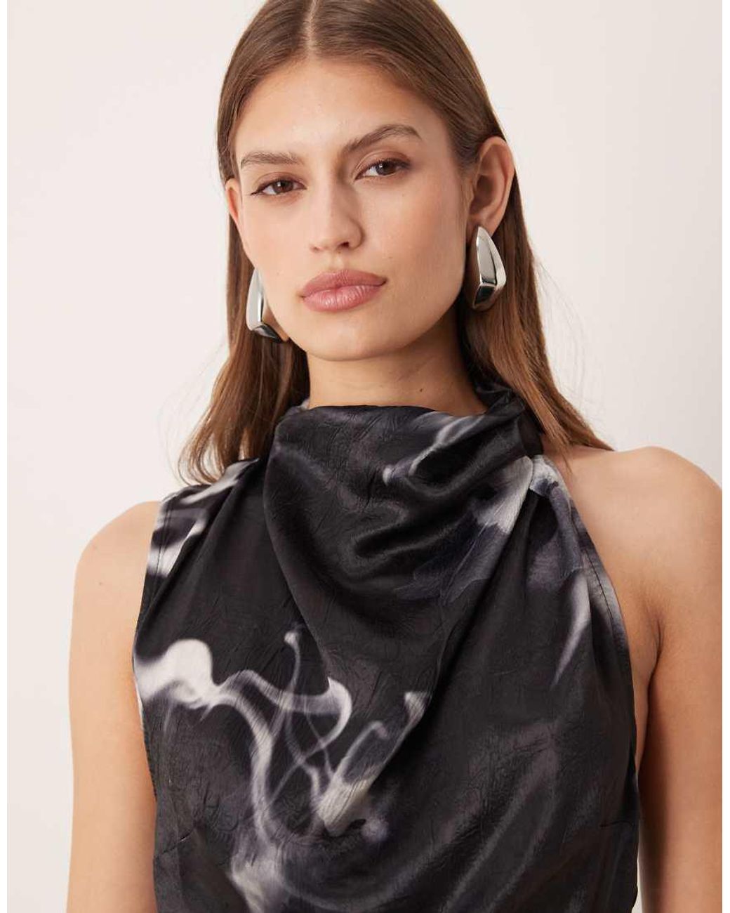 ASOS Black High Neck Cowl Maxi Dress
