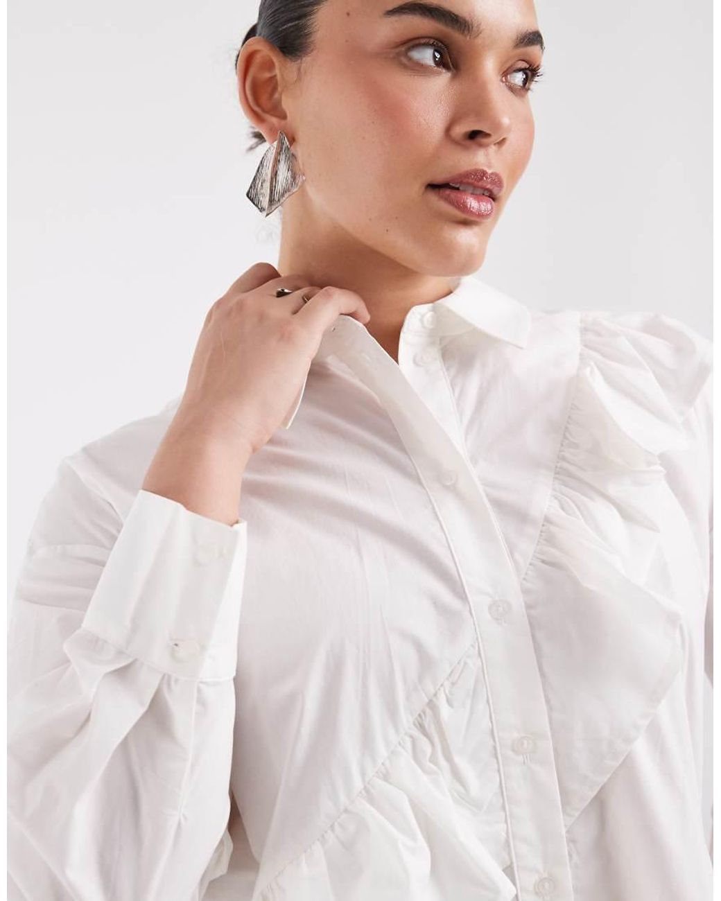 Vero Moda White Asymmetric Ruffle Shirt