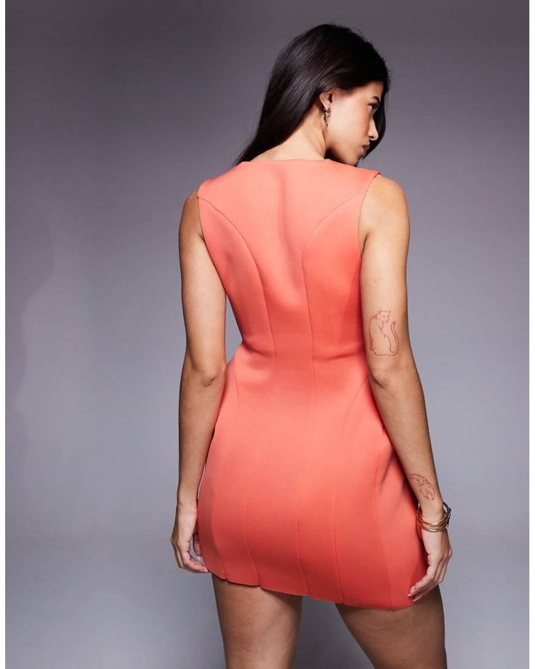 ASOS Gray Sculpted Mini Dress With Scoop Neck