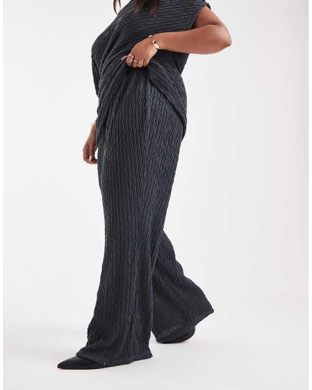 Vero Moda Blue Textured Jersey Wide Leg Trouser Co-ord