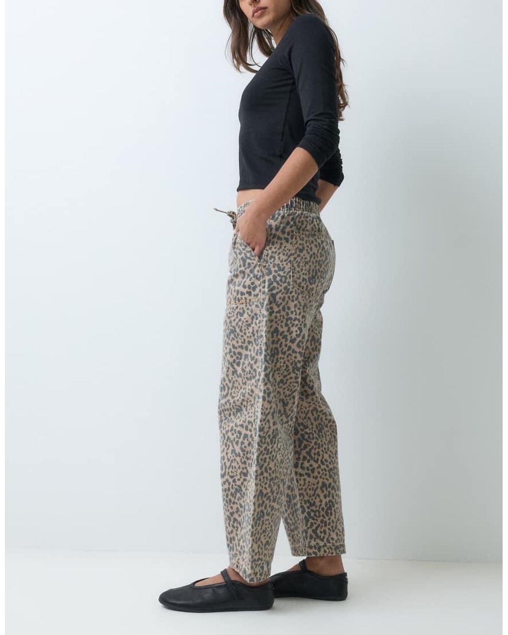 Gap Gray Pull On Leopard Print Jeans