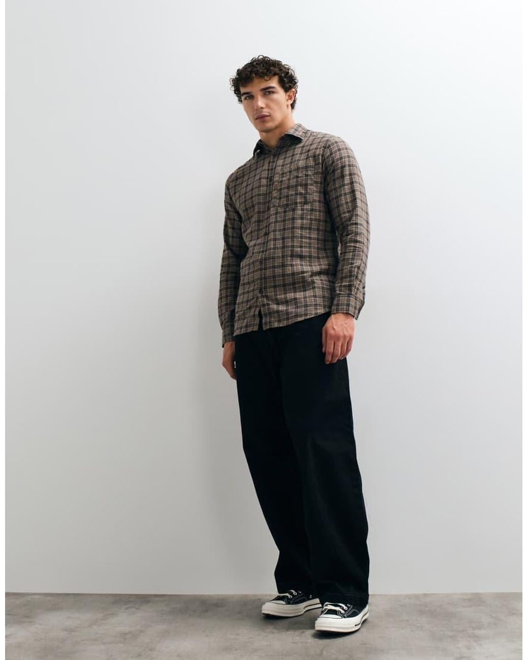 Jack & Jones Gray Flannel Check Shirt for men