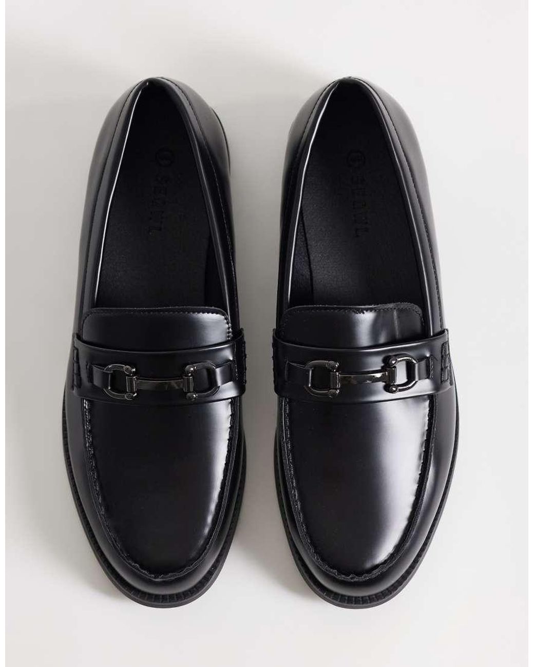 SEQWL Black Hero Saddle Trim Loafers for men