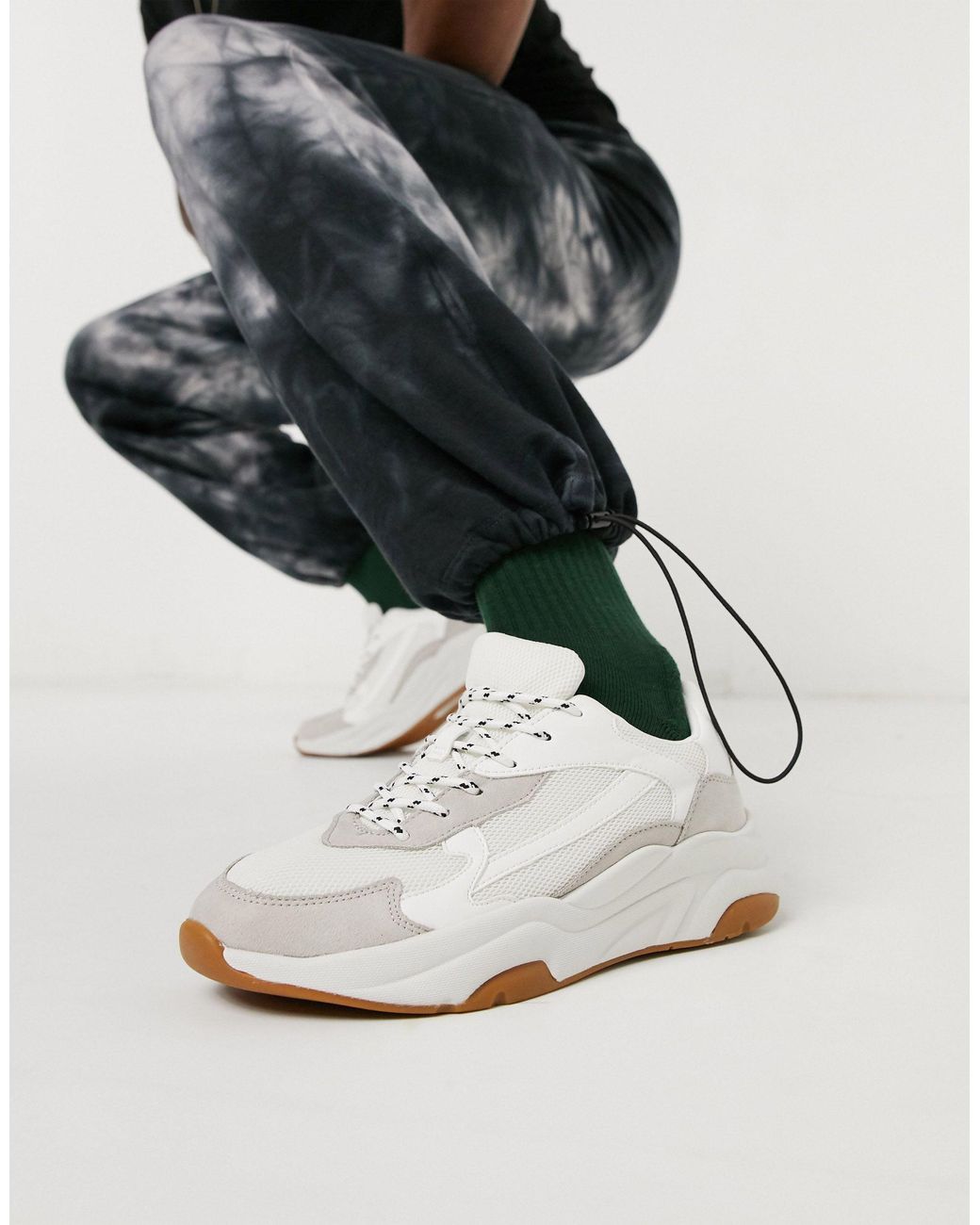 Pull&Bear Chunky Sneakers With Tonal Panels in Natural for Men | Lyst  Australia