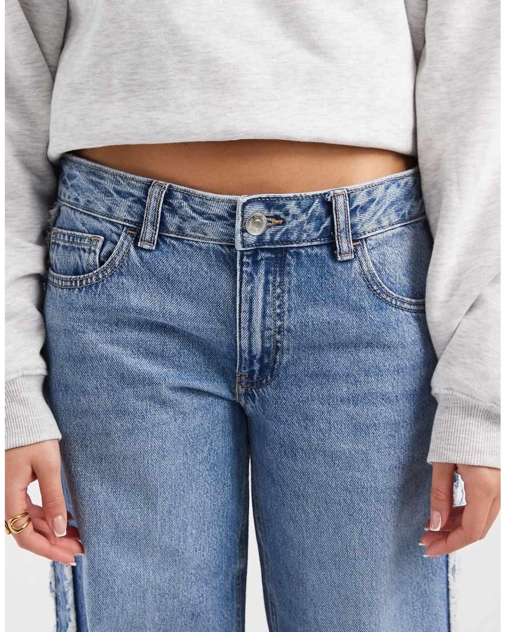 Mango Blue Teen Straight Jean With Frayed Trim