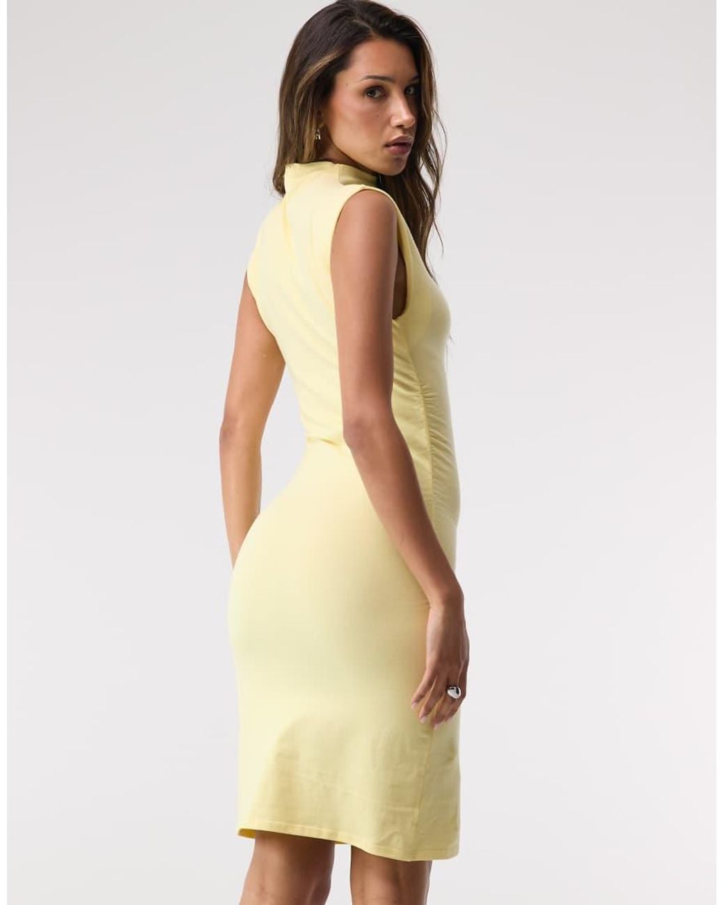 GOOD AMERICAN Natural Super Stretch Jersey Mock Neck Mini Dress