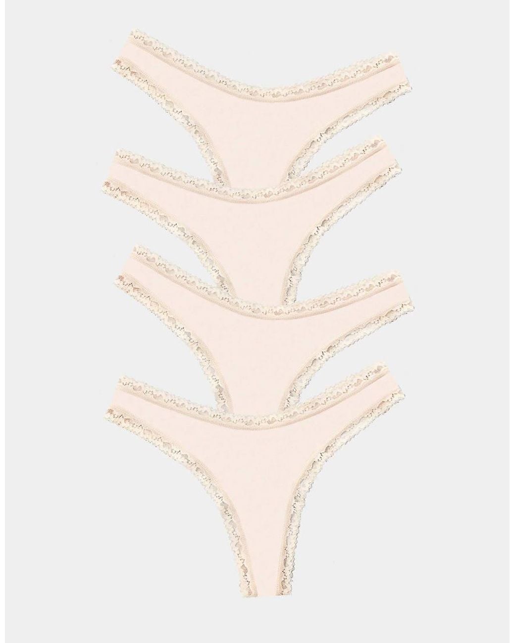Stripe & Stare Natural Thong Four Pack