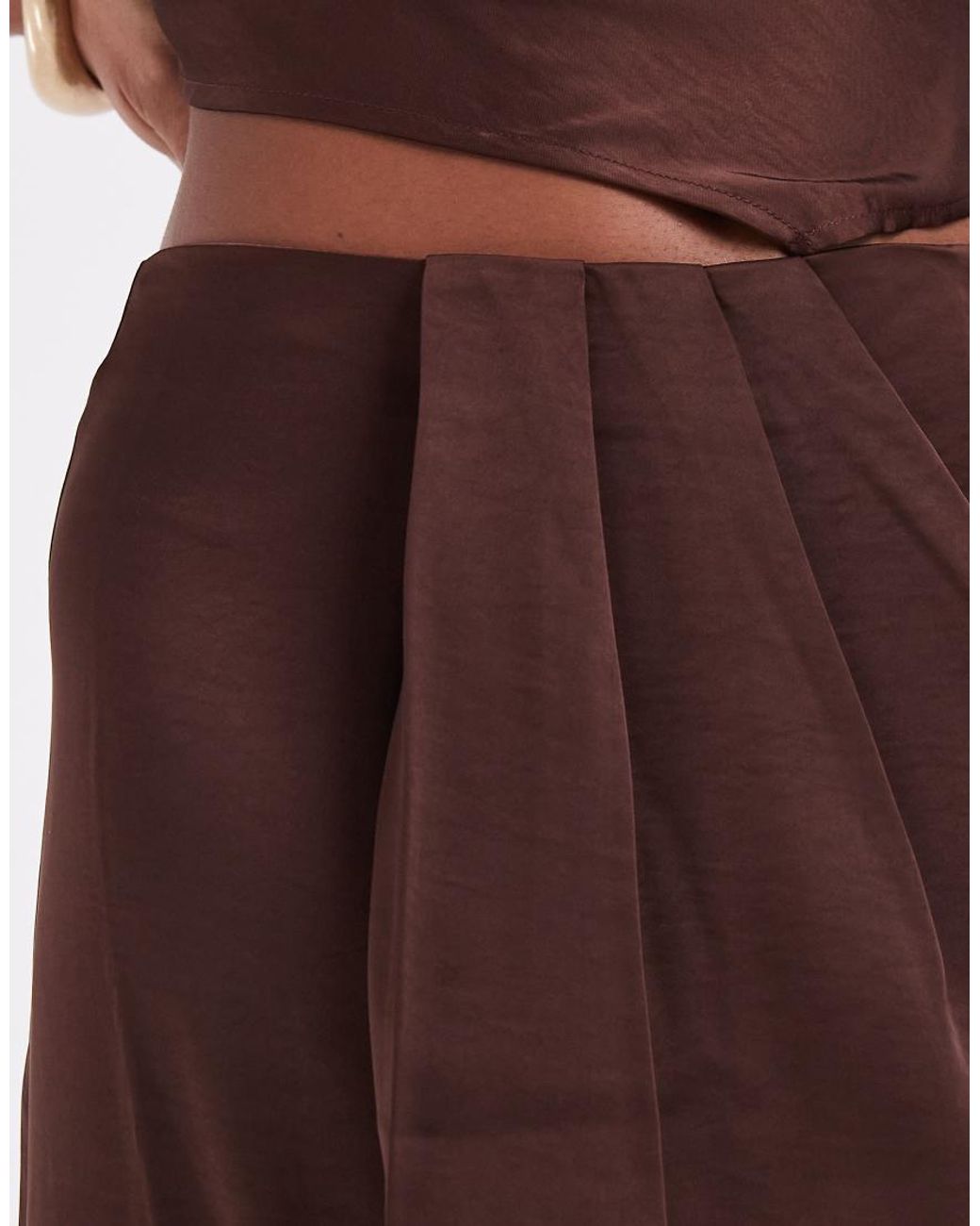 Noisy May Brown Satin Maxi Skirt Set