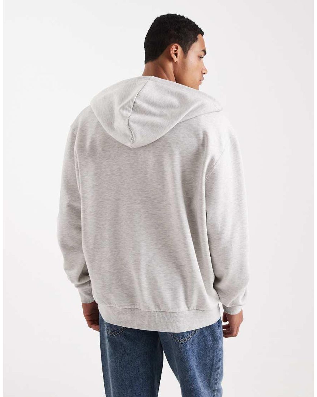 ASOS Blue Zip Through Hoodie With Street Print for men