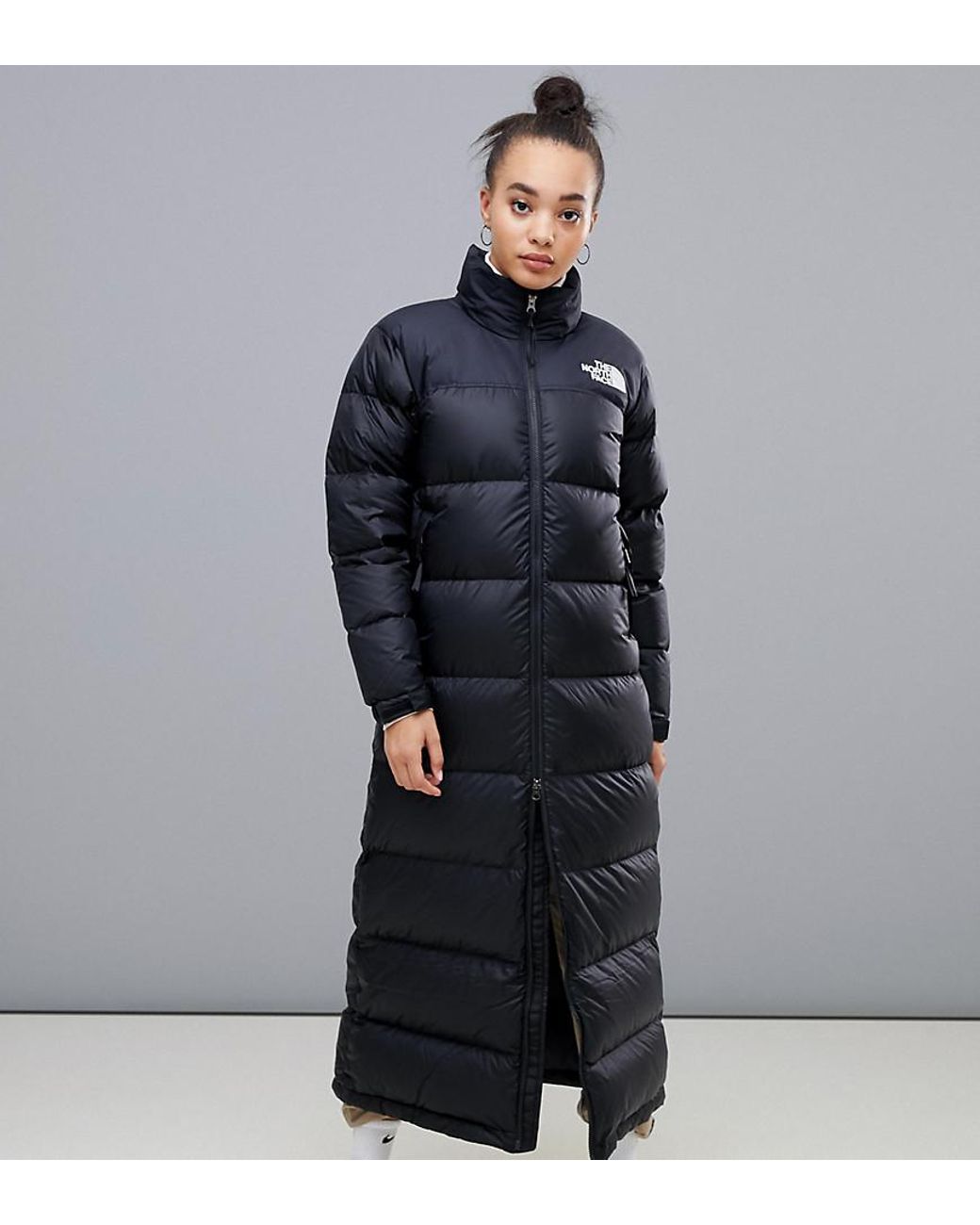 The North Face Womens Nuptse Duster In Black | Lyst