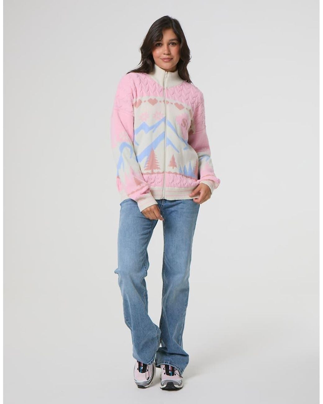 Skinnydip London White Apres Ski Zip Through Knitted Jumper