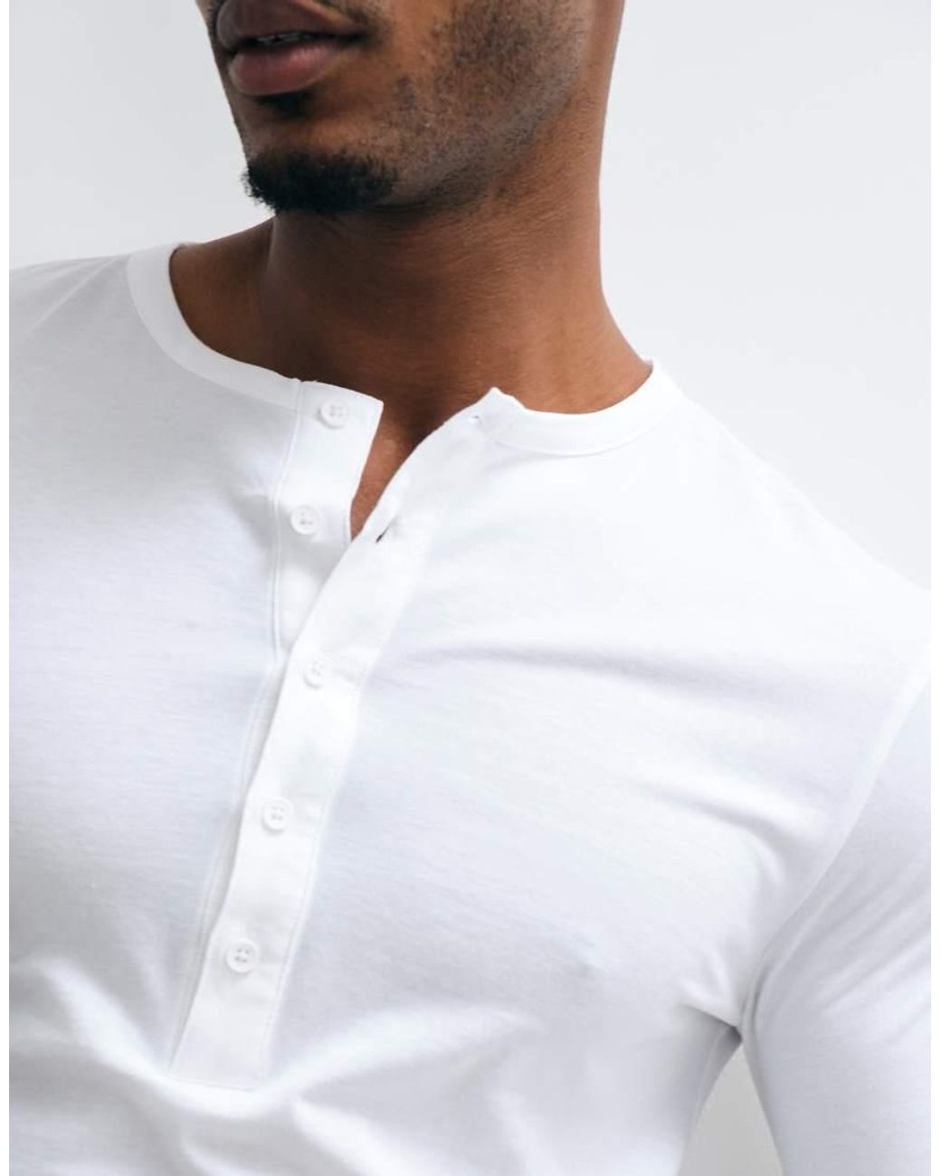 ASOS Blue Slim Fit Long Sleeve T-shirt With Henley Neck for men