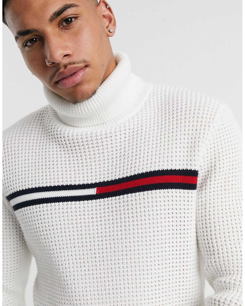 Tommy Hilfiger Trent Turtleneck Knitted Sweater in White for Men | Lyst