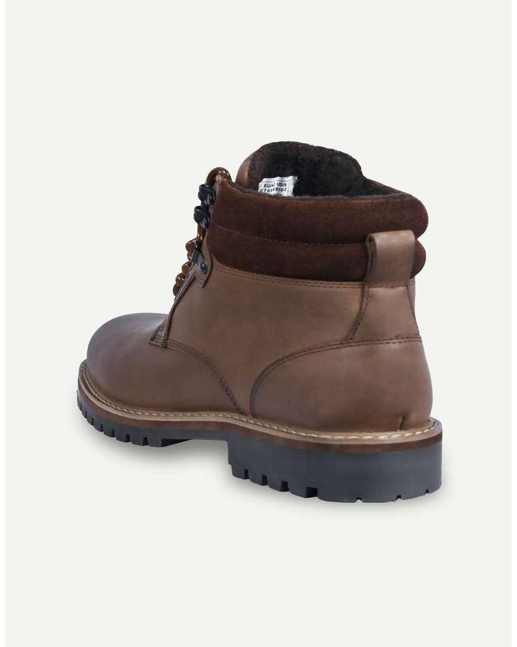 OFF THE HOOK Brown Hanks Leather Lace-Up Worker Boots for men