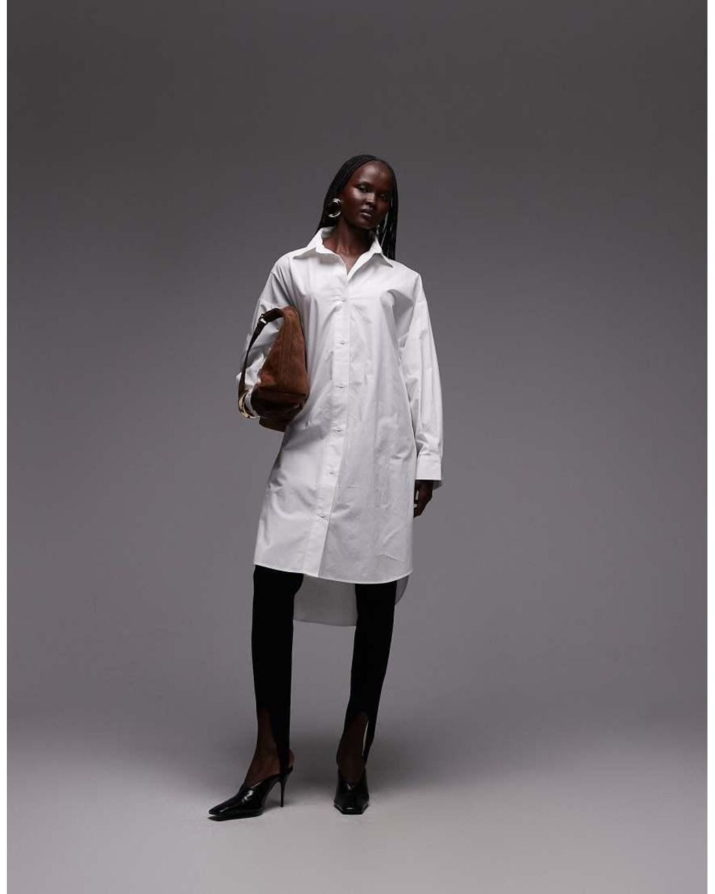 ASOS Gray Wide Cuffs Longline Oversized Shirt