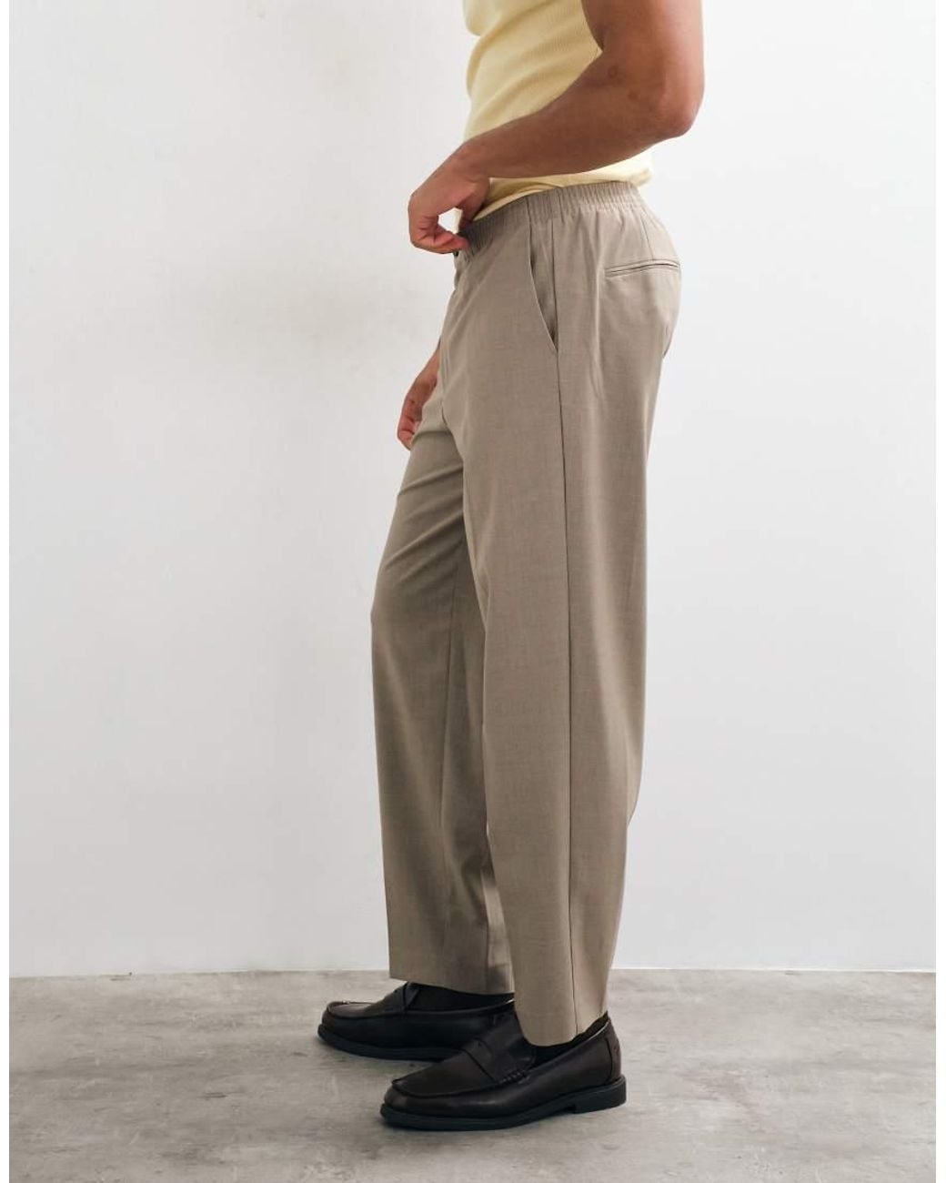ASOS White Mix & Match Oversized Tapered Suit Trouser With Elasticated Waist for men
