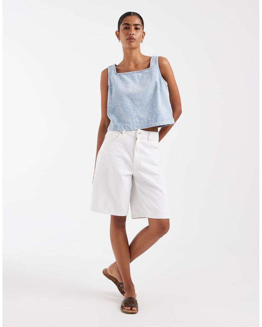 Gap Blue Square Neck Denim Top