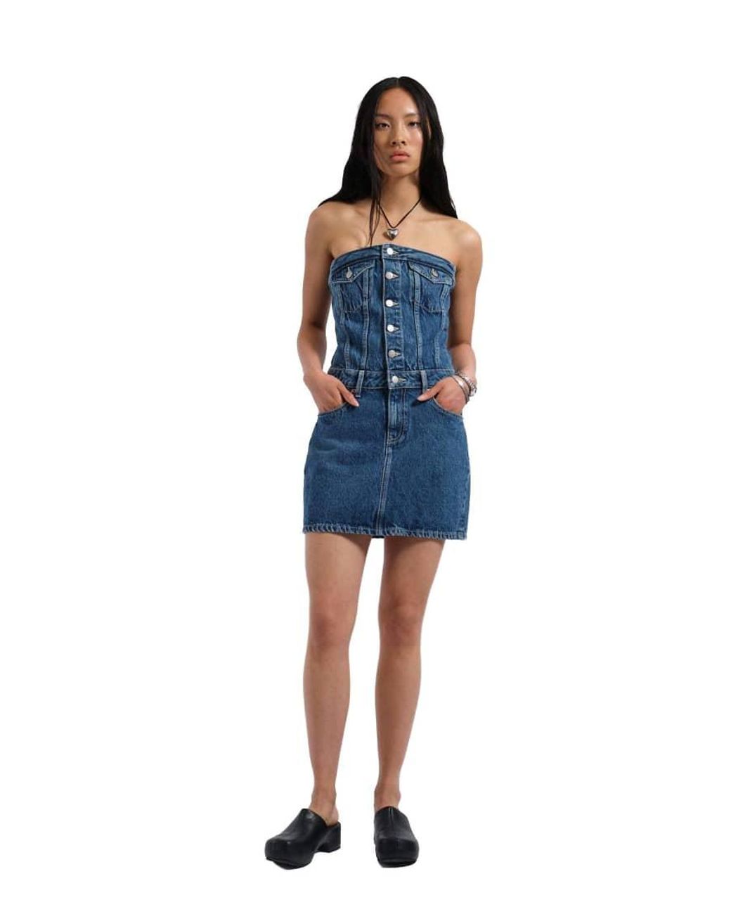 Dr. Denim Blue Carlisle Strapless Denim Mini Dress