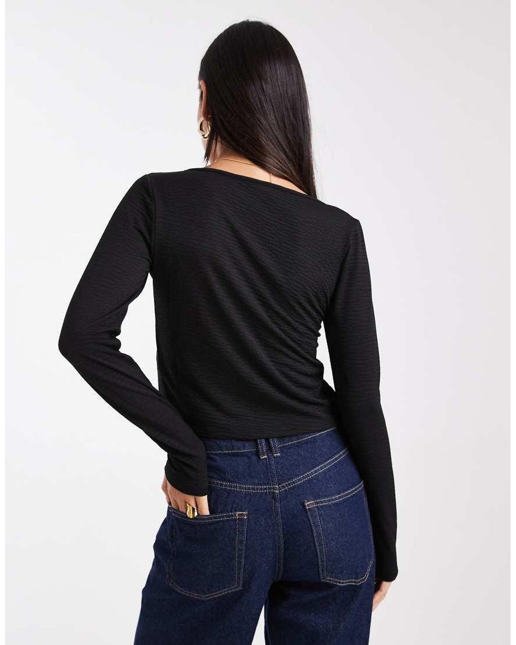 ONLY Black Long Sleeve Twist Front Top
