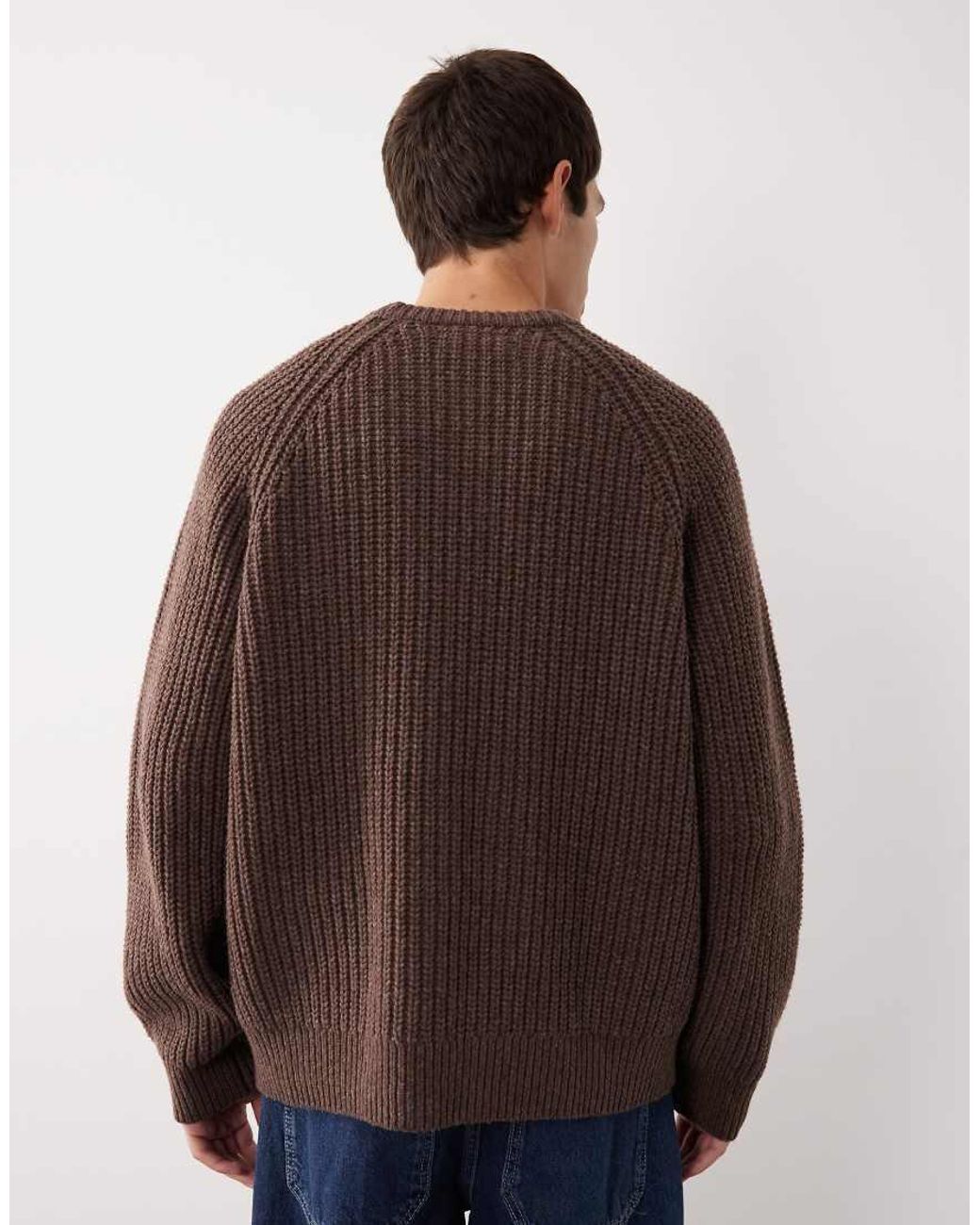 ASOS COLLECTIVE Brown Oversized Knitted Wool Jumper for men