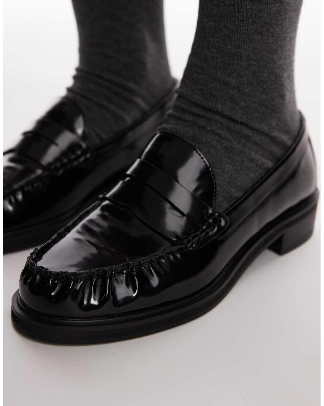 TOPSHOP Brown Carter Loafers With Ruched Detail