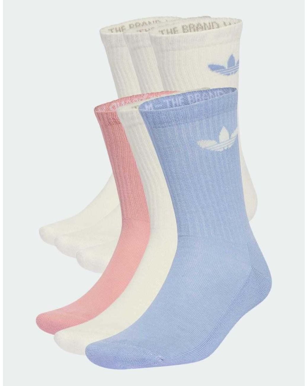 Adidas Originals Blue Trefoil Cushion Crew Socks 6 Pairs