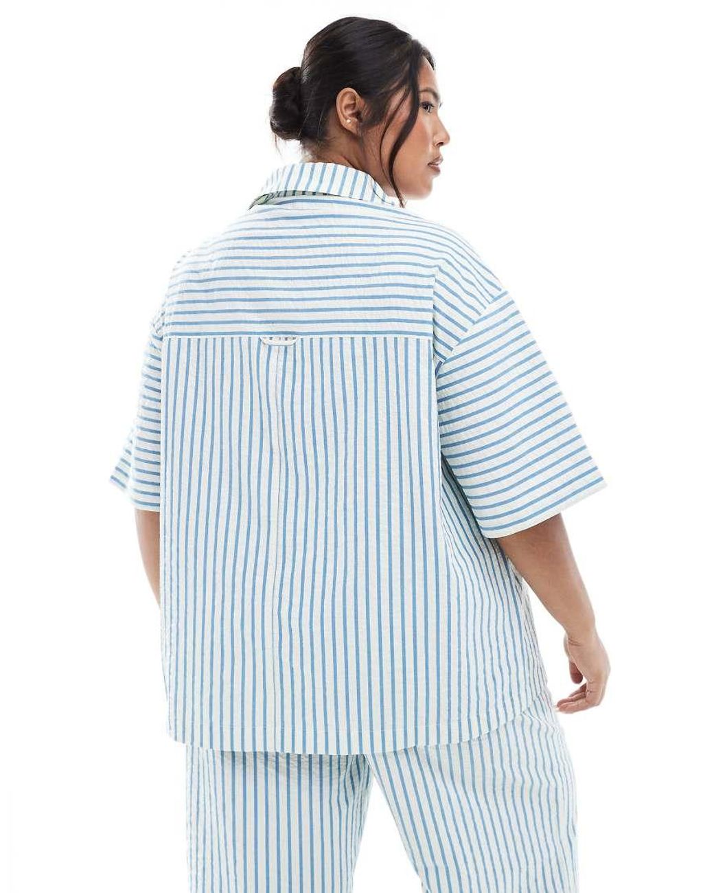 ASOS Blue Asos Design Curve Seersucker Shirt Co-Ord