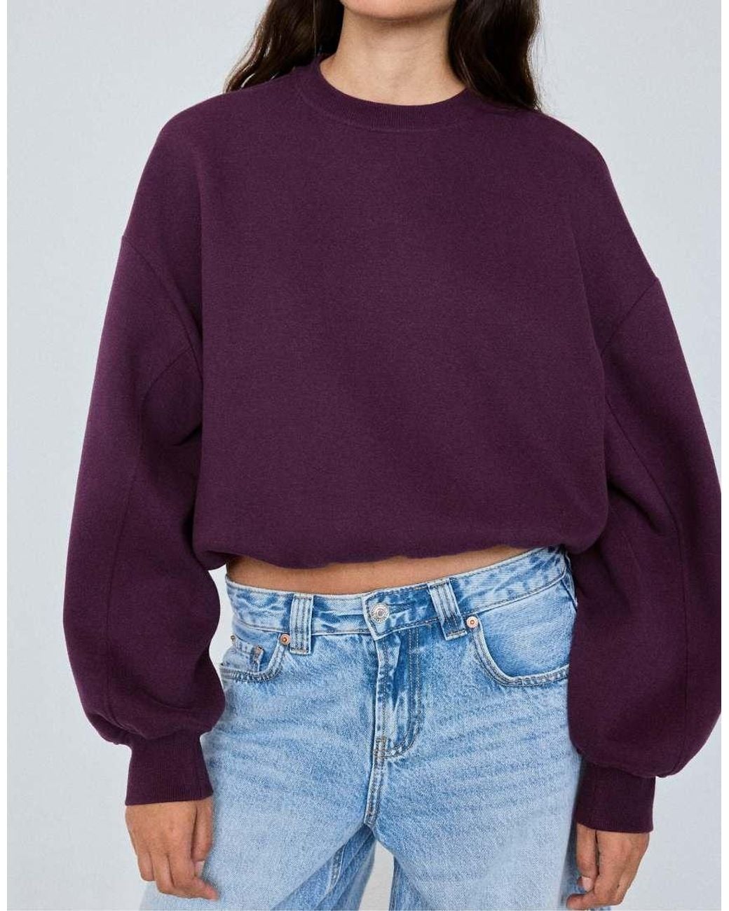 Stradivarius Blue Basic Sweatshirt
