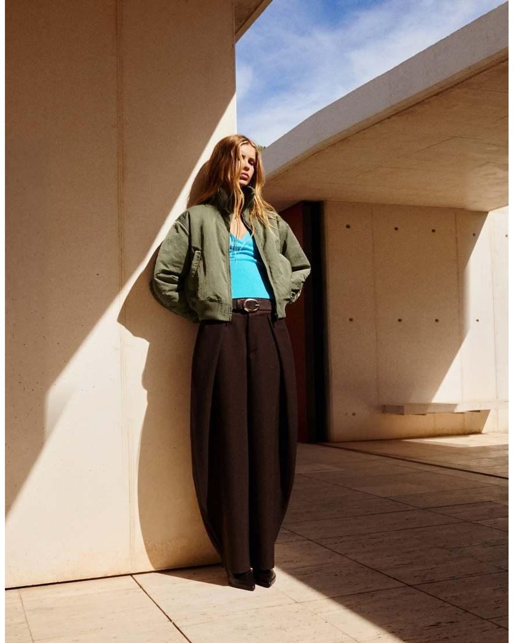 Bomber Oversize Con Collo Alto di Pull&Bear in Green