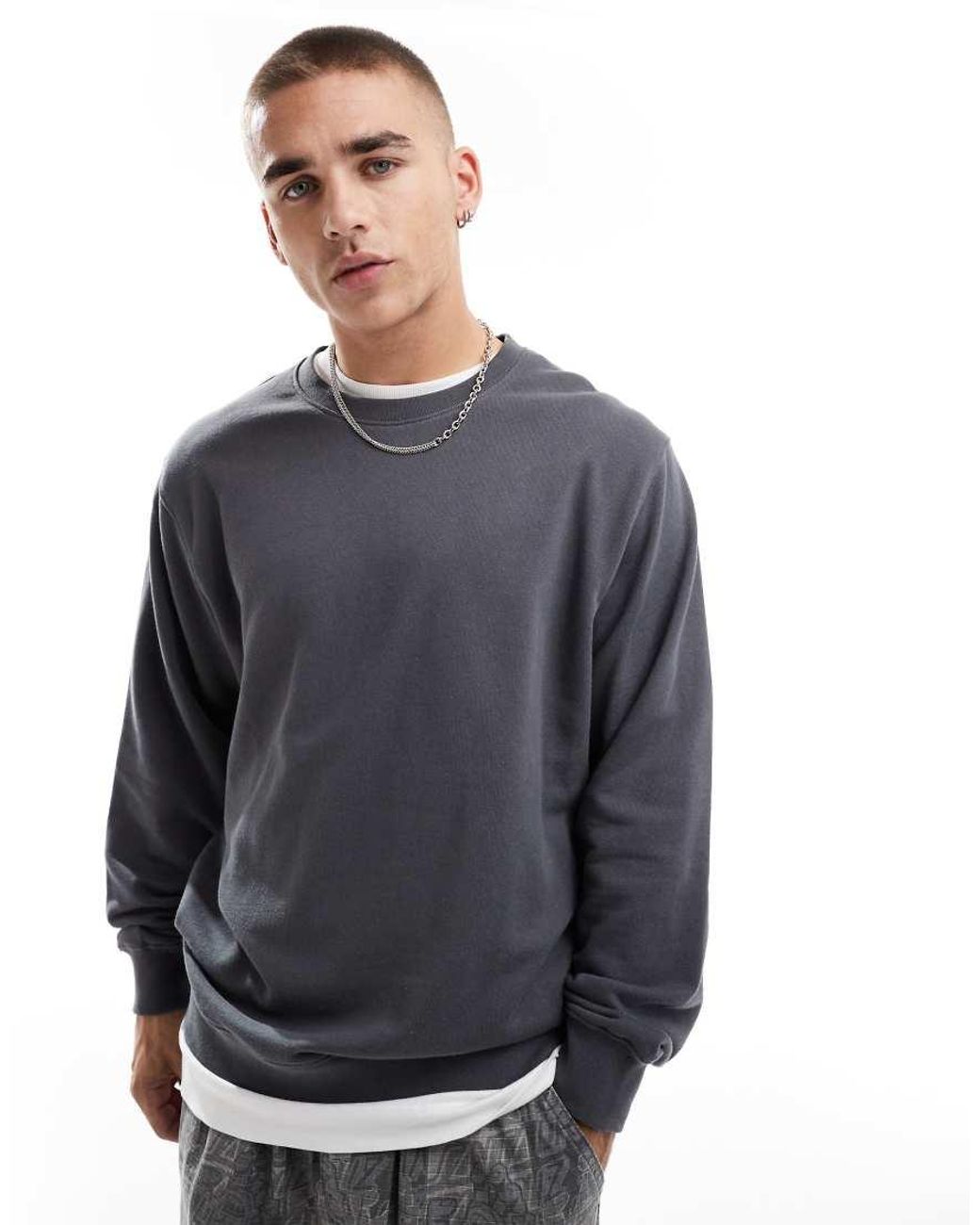 Jack Jones Super Oversized Crew Neck Sweatshirt in Grey for Men Lyst UK