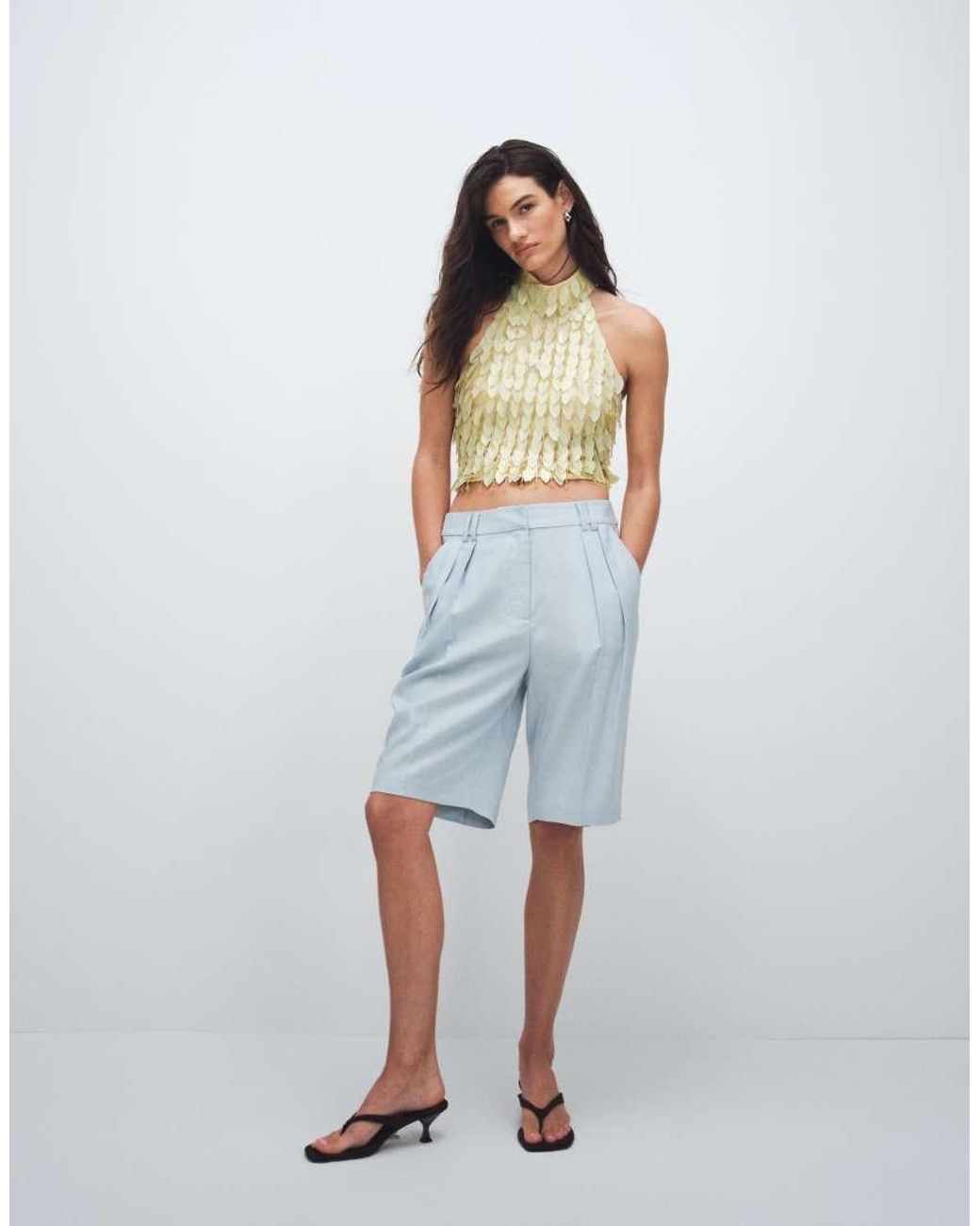 ASOS Yellow Leaf Embellished Halter Top