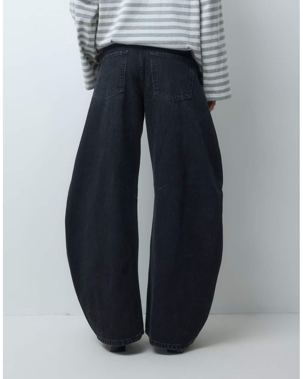 ASOS White Bow Barrel Leg Jean