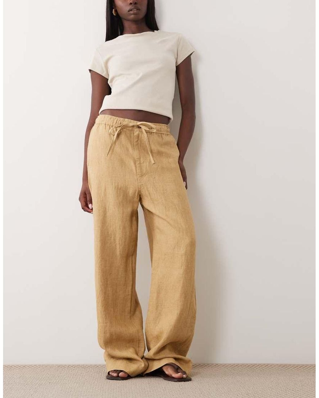 Polo Ralph Lauren Natural Linen Wide Leg Pants