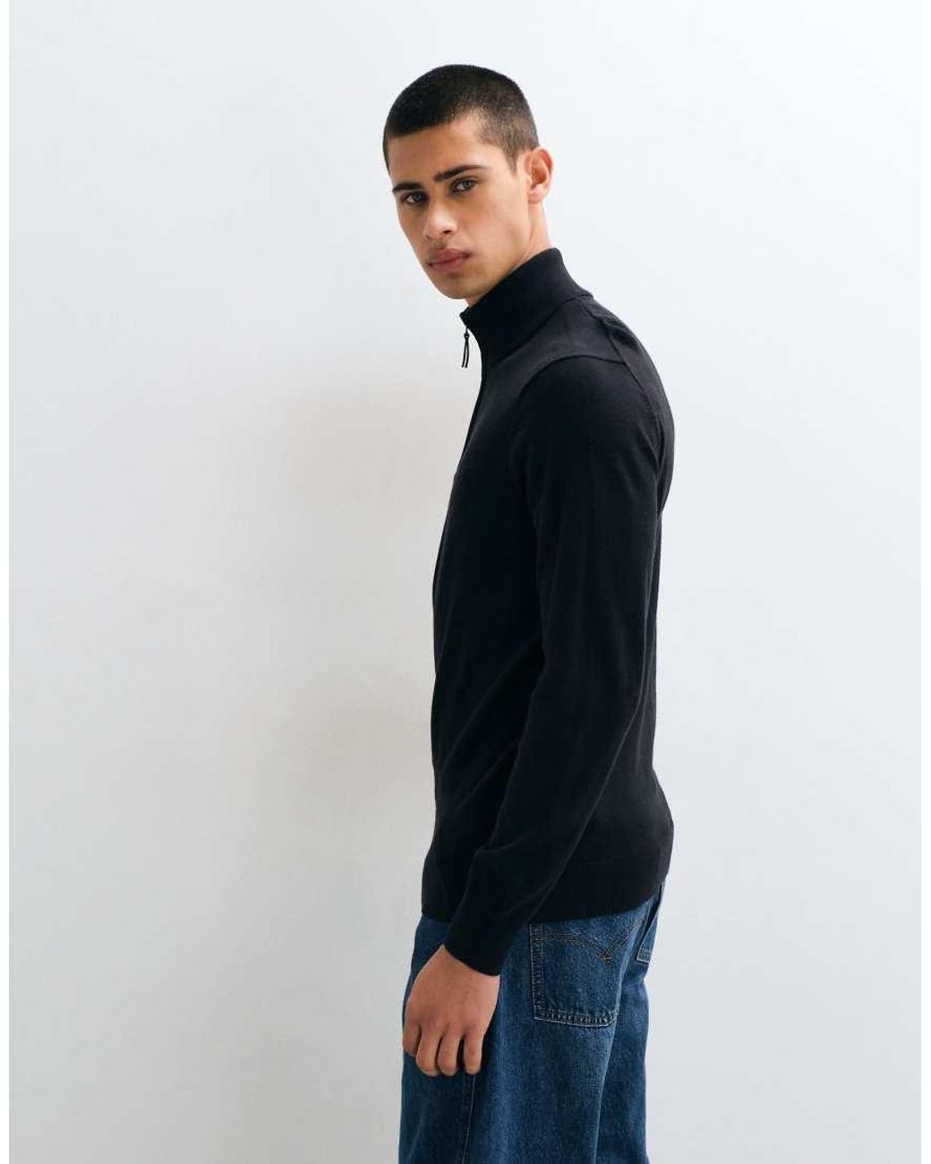 Timberland Blue Cotton 1/4 Zip Sweater for men
