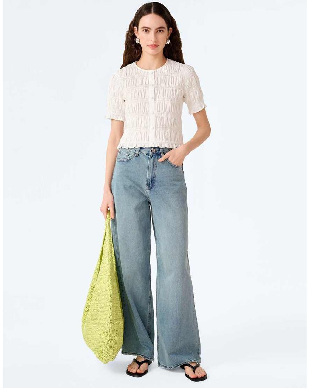 OMNES White Burke Cropped Cotton Top