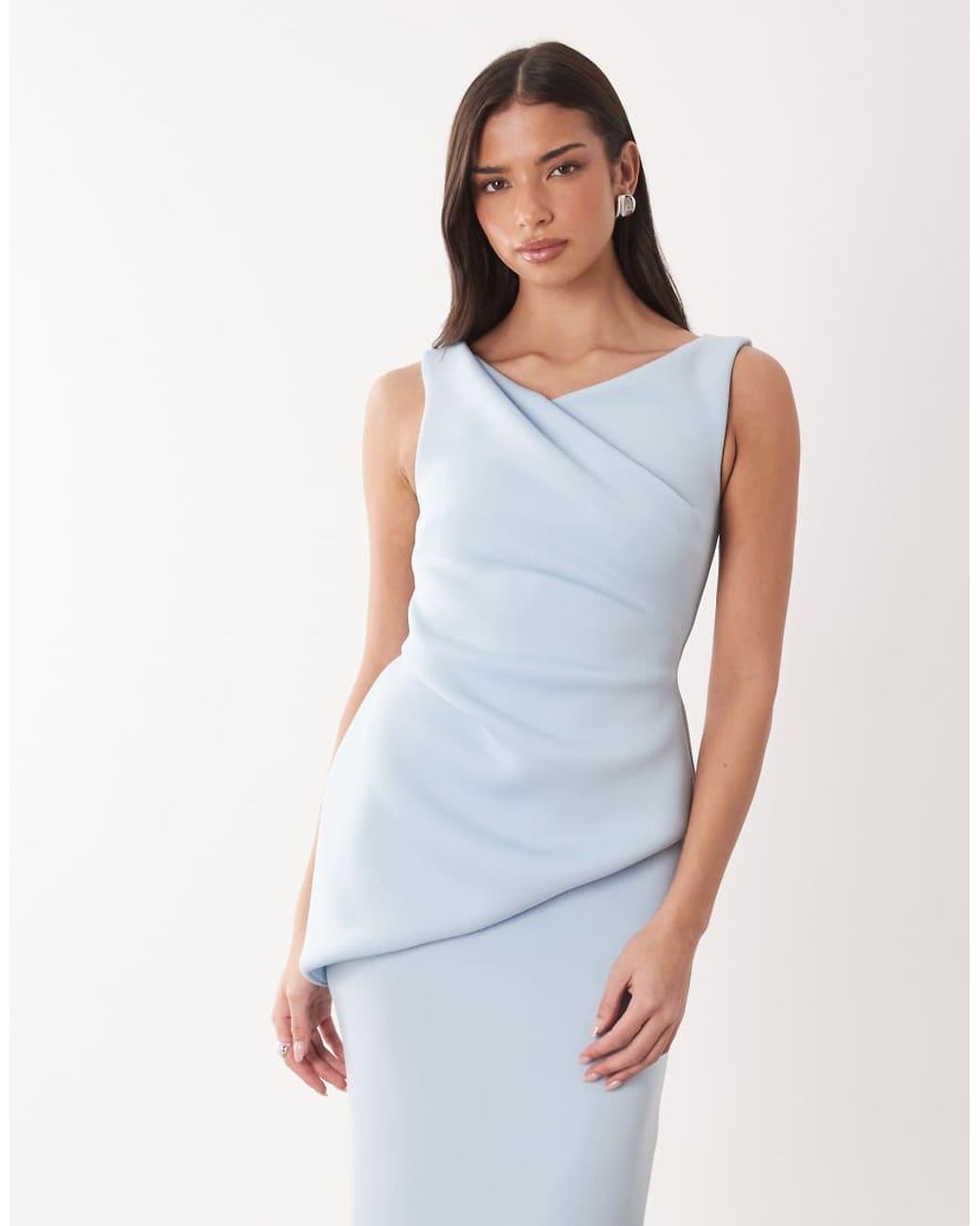 ASOS Blue Drape Asymmetric Midi Dress