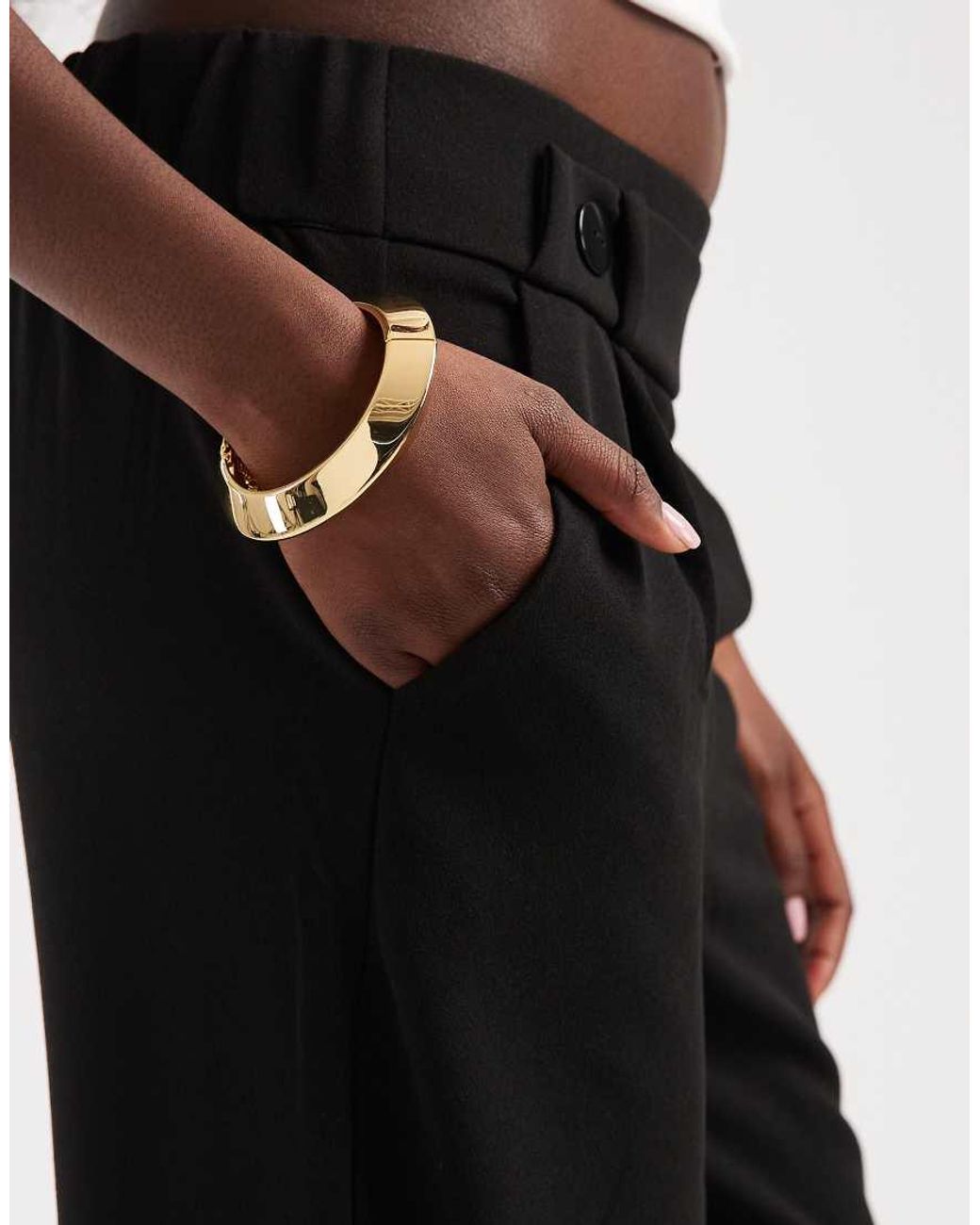 Vero Moda White Button Detail Wide Leg Trousers