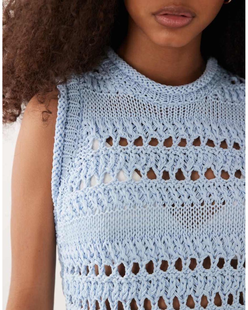ASOS Blue Crochet Knit Summer Dress