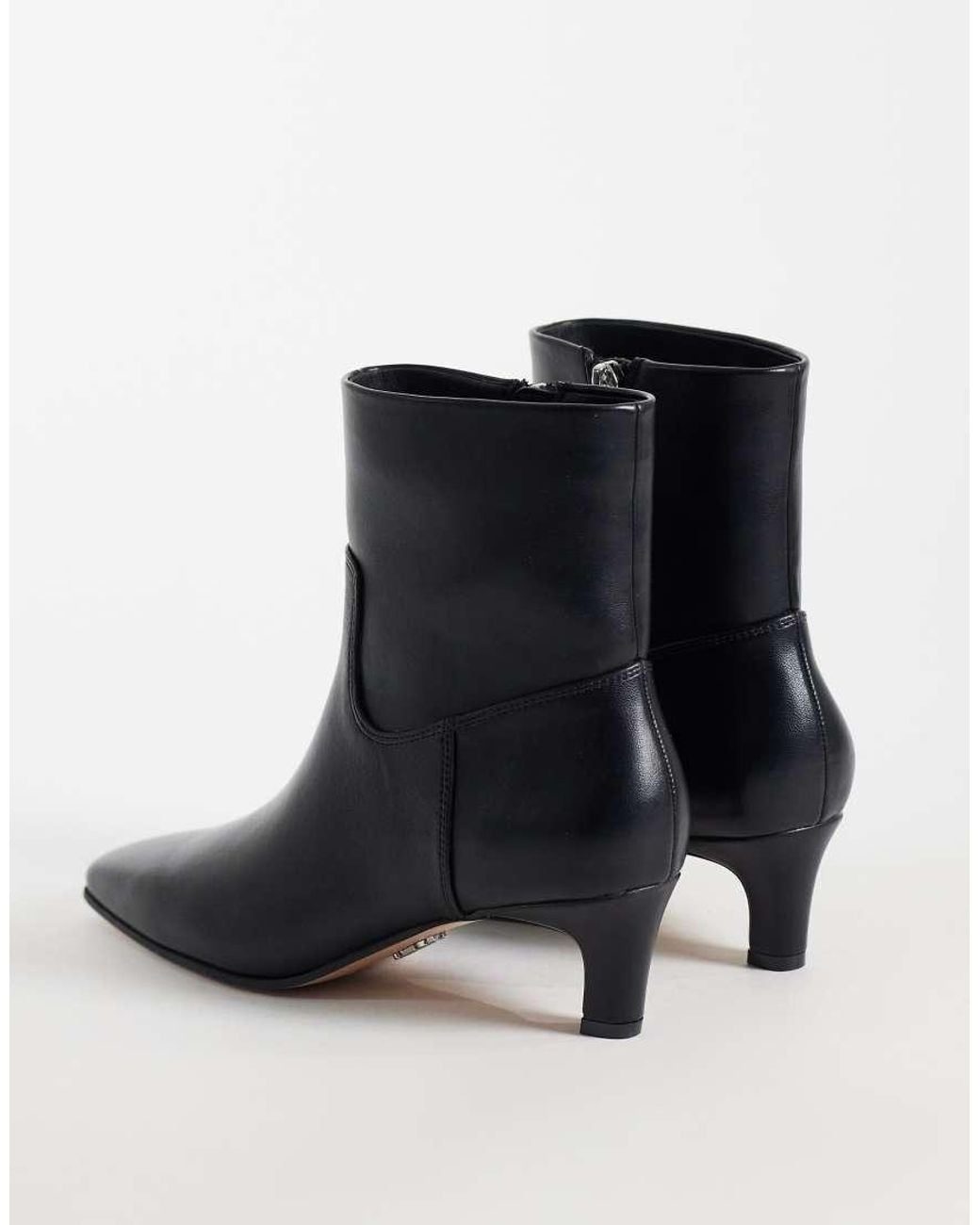 Steve Madden Black Davis Kitten Heel Mid Ankle Boots