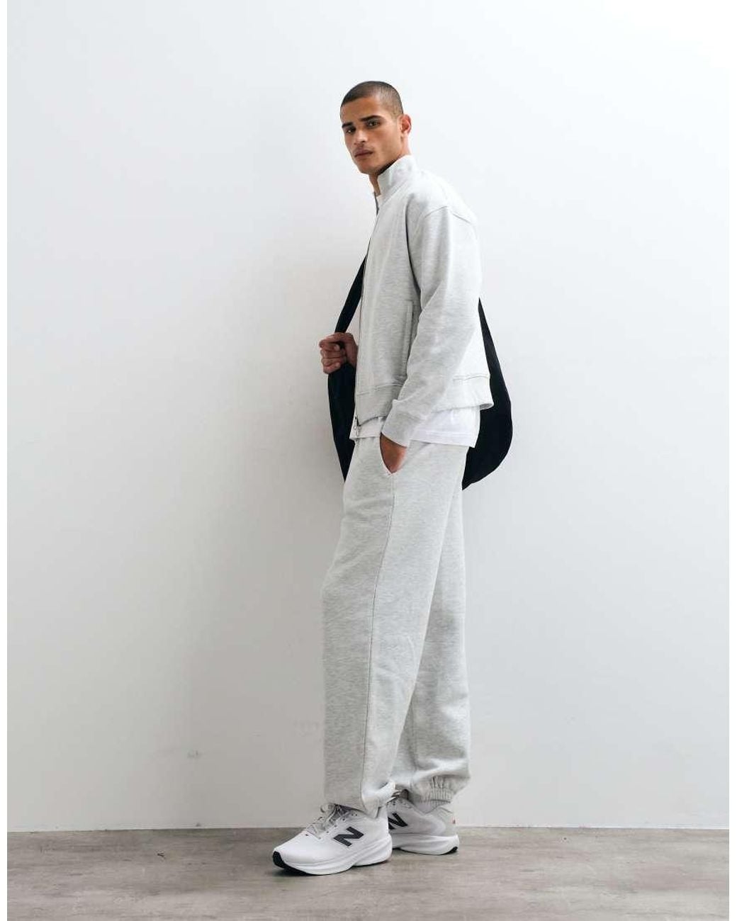 4505 Gray Rest Day 400Gsm Heavyweight Cotton Boxy Zip Up Track Jacket for men