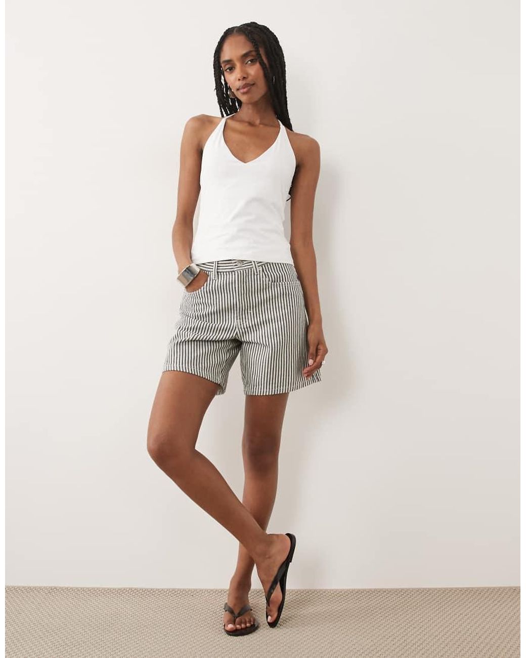 Abercrombie & Fitch White V-neck Seamless Halter Top With Built