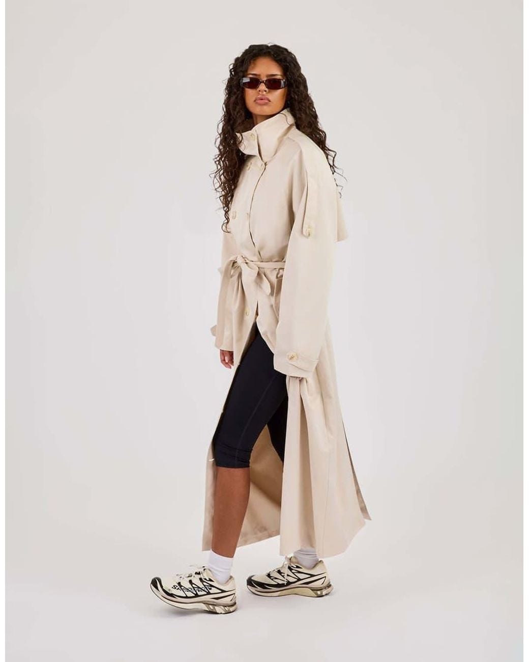 CERNUCCI Natural Extended Funnel Neck Trench Coat