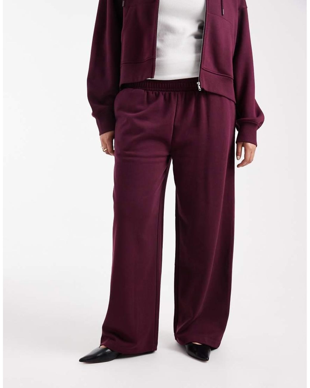 ASOS Red Asos Design Curve Wide Leg Brushback Sweatpants