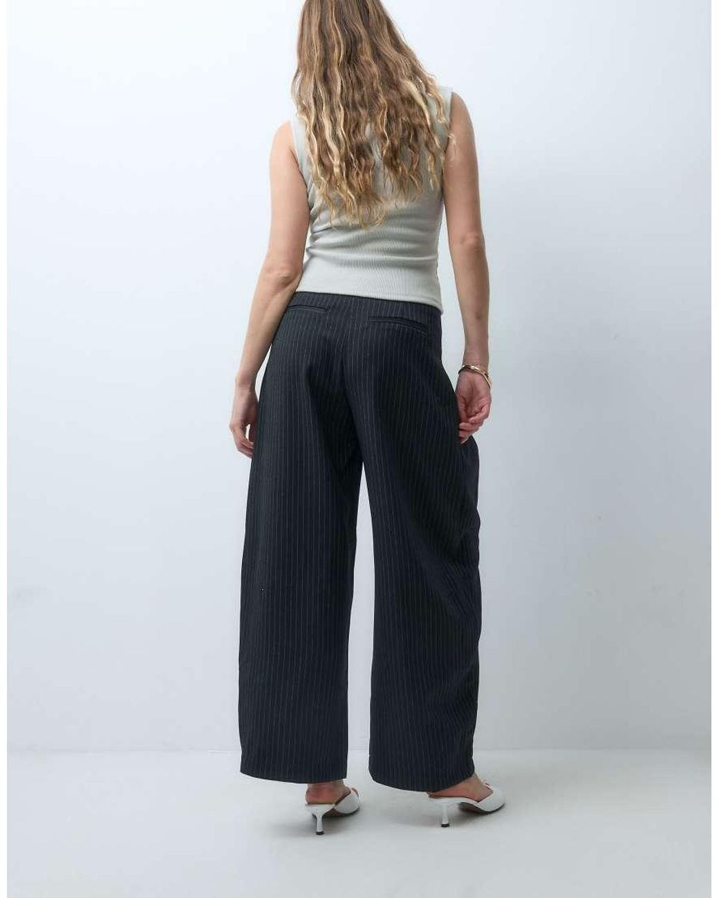 ONLY Black High Rise Barrel Leg Pants With Pleats