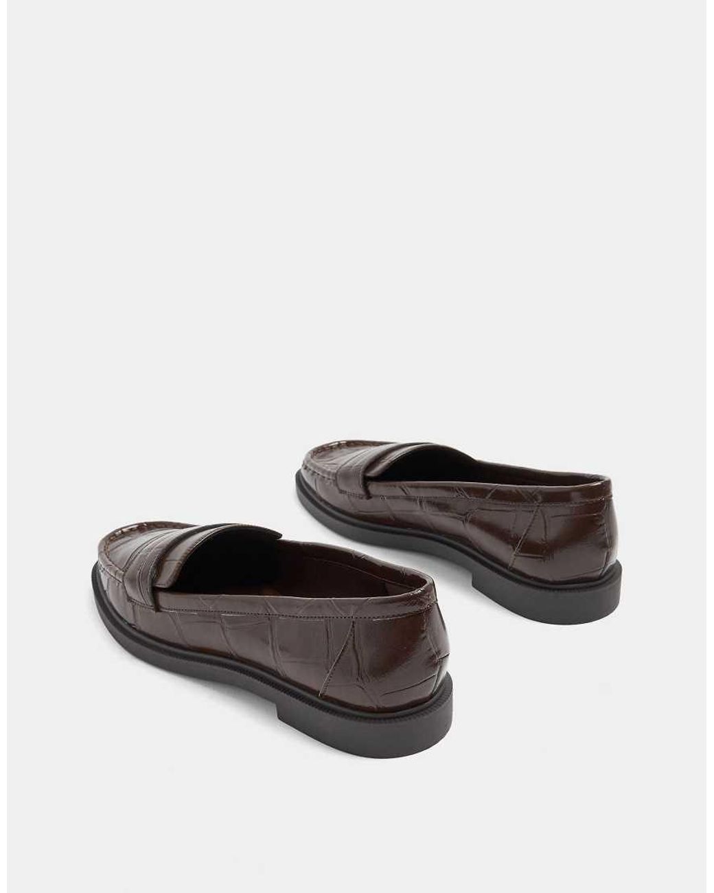 Yours Clothing Brown Wide Fit Croc Embossed Loafers