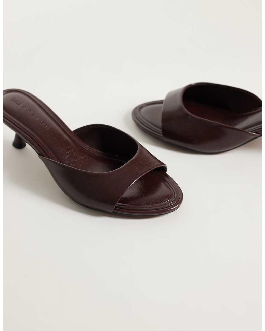 ASOS Brown Wide Fit High-five Kitten Heel Mules