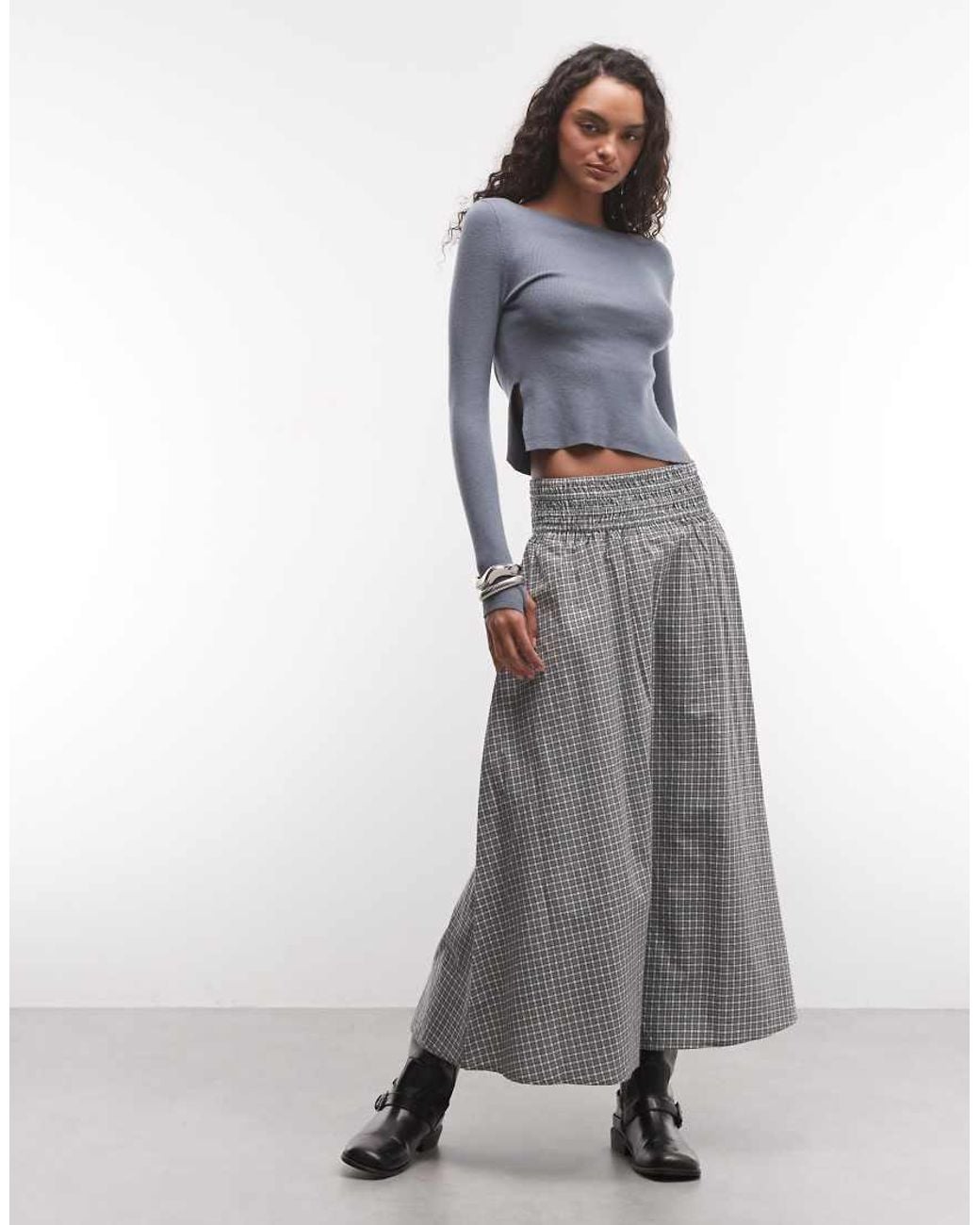 Collusion Gray Elasticated Waist Maxi Skirt